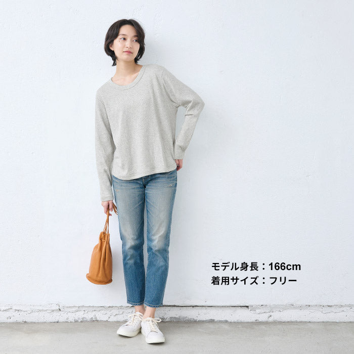 [トレーナーレディース無地綿]オーガニックコットン100%マシュマロ接結ゆったりトレーナー/40代50代60代女性綿100％プルオーバースウェット長袖薄手春秋トップス長袖コットン100％