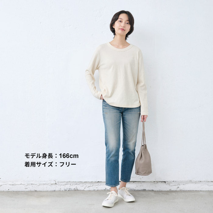 [トレーナーレディース無地綿]オーガニックコットン100%マシュマロ接結ゆったりトレーナー/40代50代60代女性綿100％プルオーバースウェット長袖薄手春秋トップス長袖コットン100％