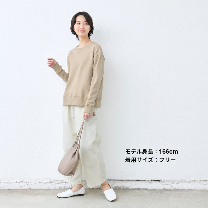[トレーナーレディース無地綿]オーガニックコットン裏毛トレーナー/40代50代60代女性綿100％プルオーバースウェット長袖春秋トップスコットン100％春物春服ゆったり