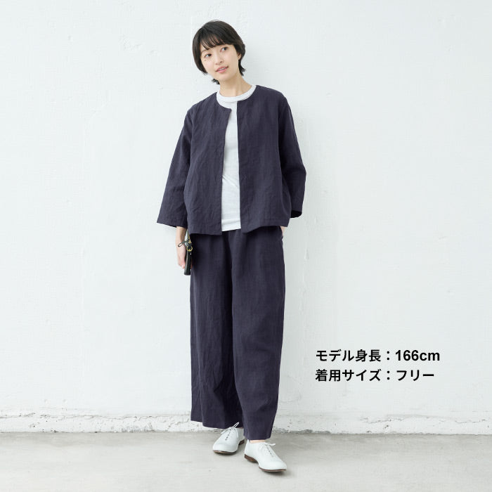 [麻リネンレディースジャケット春]40番手フレンチリネン100%こなれジャケット/日本製40代50代60代30代カジュアルオフィス黒ネイビー洗える麻100サマージャケット薄手春夏軽いきれいめ紺夏涼しい長袖ゆったり