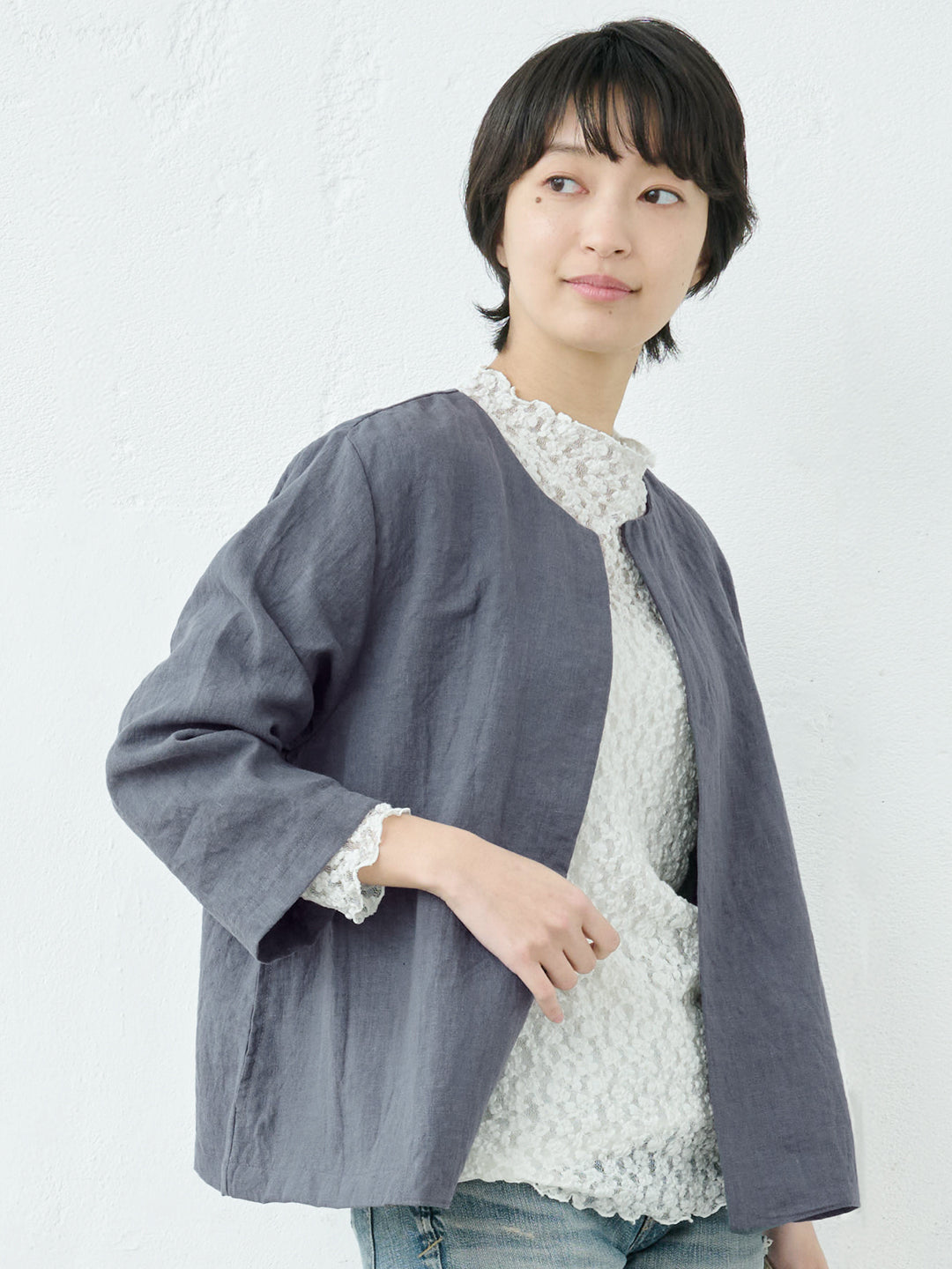 40番手 フレンチリネン100% こなれジャケット