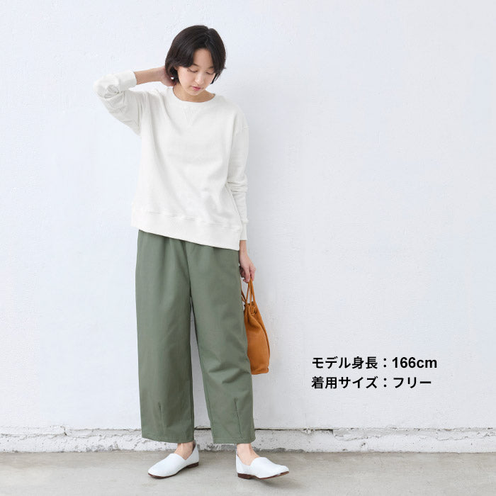 [パンツレディースコットン]なめらかコットン100％美シルエットバルーンパンツ/日本製40代50代60代30代女性ファッションウエストゴムポケット付ワイドパンツカジュアル春秋長丈大人
