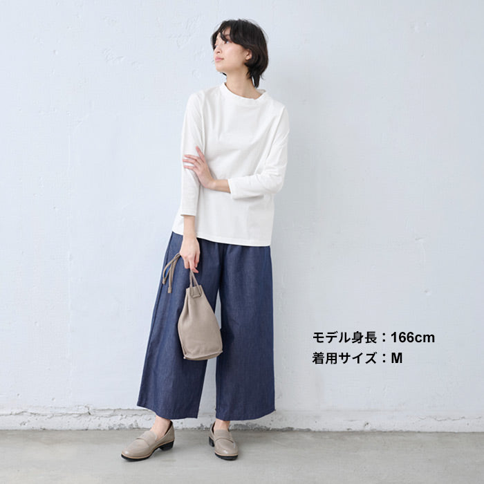 [tシャツレディース長袖白地綿100％]コットン100%Kandou天竺立体クルーネックTシャツ/40代50代60代女性ファッションカジュアル無地白コットンカットソーきれいめ体型カバー春秋オフィスオシャレゆったり