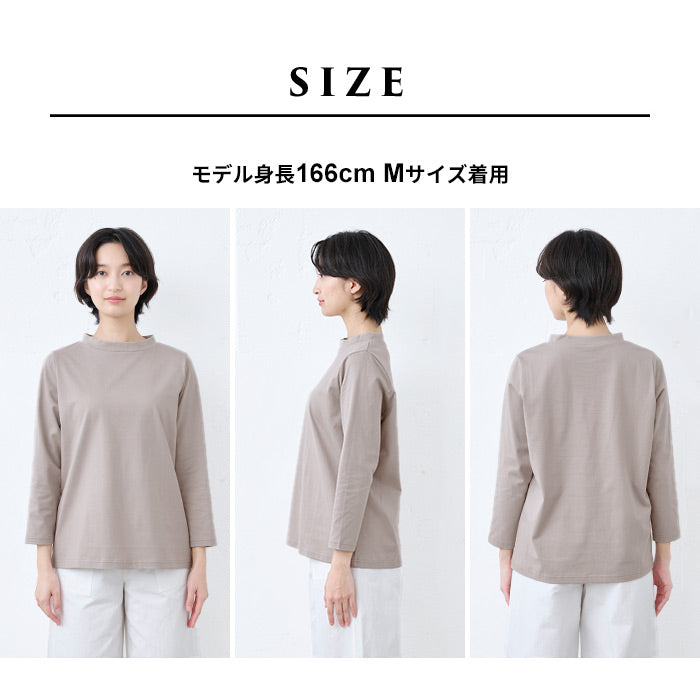 [tシャツレディース長袖白地綿100％]コットン100%Kandou天竺立体クルーネックTシャツ/40代50代60代女性ファッションカジュアル無地白コットンカットソーきれいめ体型カバー春秋オフィスオシャレゆったり
