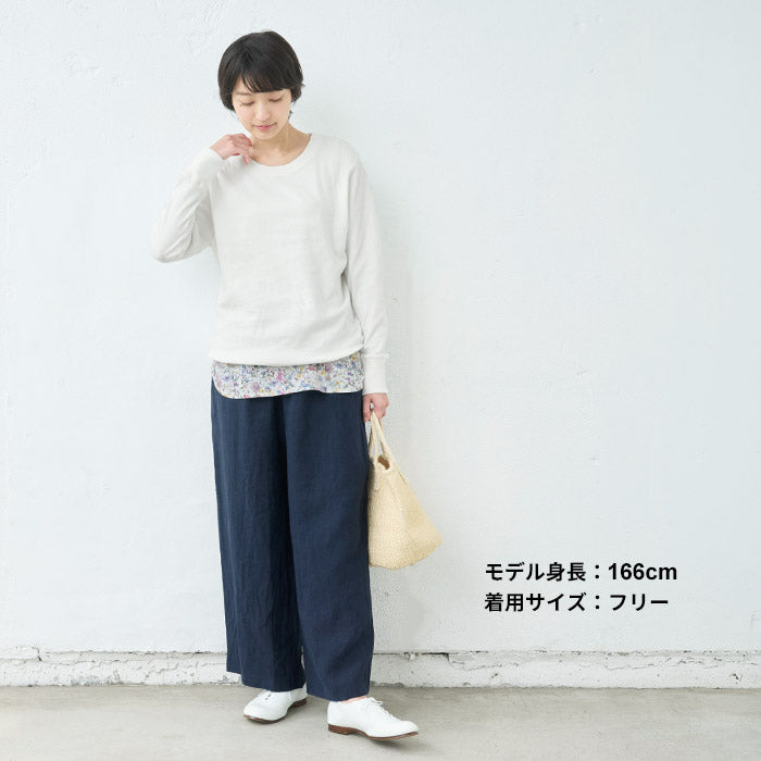 [タンクトップレディースリバティ重ね着風]裾リバティ使いタンクトップ/日本製40代50代60代女性綿100％LIBERTYタナローンインナー薄手春夏秋トップス無地コットン100％花柄レイヤード
