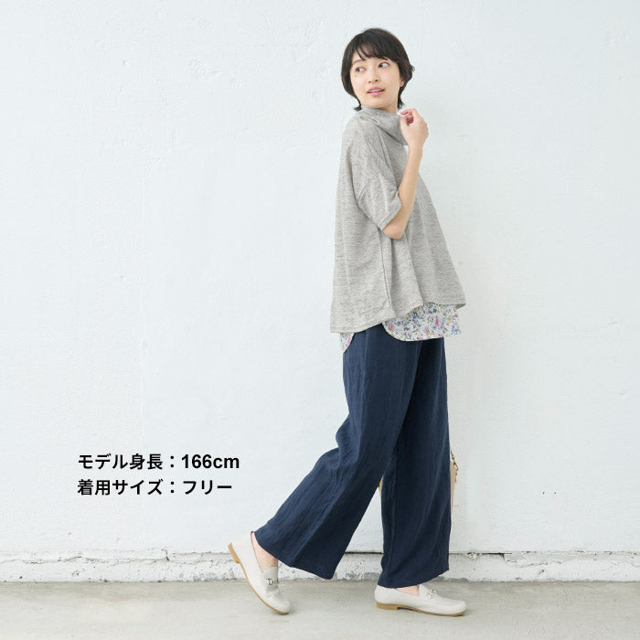 [タンクトップレディースリバティ重ね着風]裾リバティ使いタンクトップ/日本製40代50代60代女性綿100％LIBERTYタナローンインナー薄手春夏秋トップス無地コットン100％花柄レイヤード