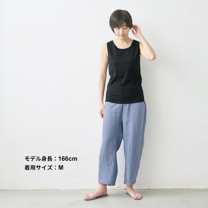 [タンクトップレディースカップ付きインナー]オーガニックコットン強撚カップ付きタンクトップ/日本製綿100天然素材パッド付きパット付肌着下着涼しい冷感ゆったり春夏
