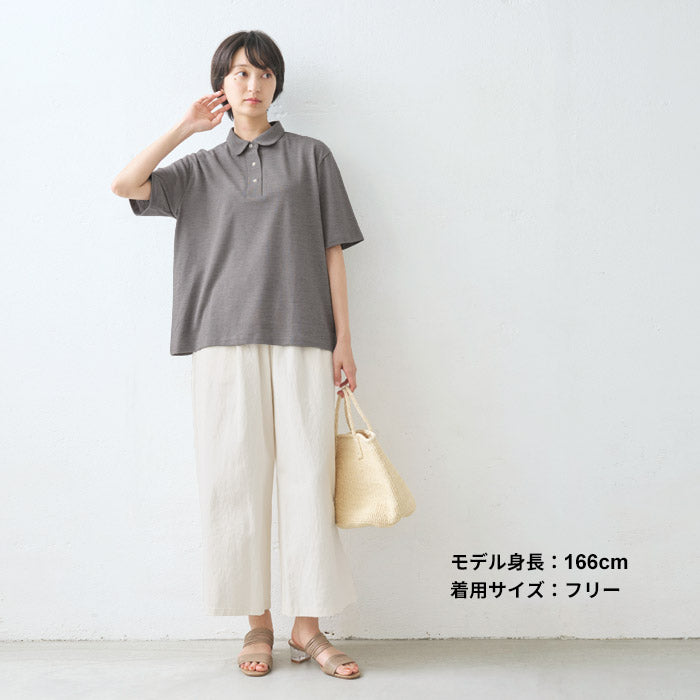 コットン100%鹿の子 丸襟ポロシャツ
