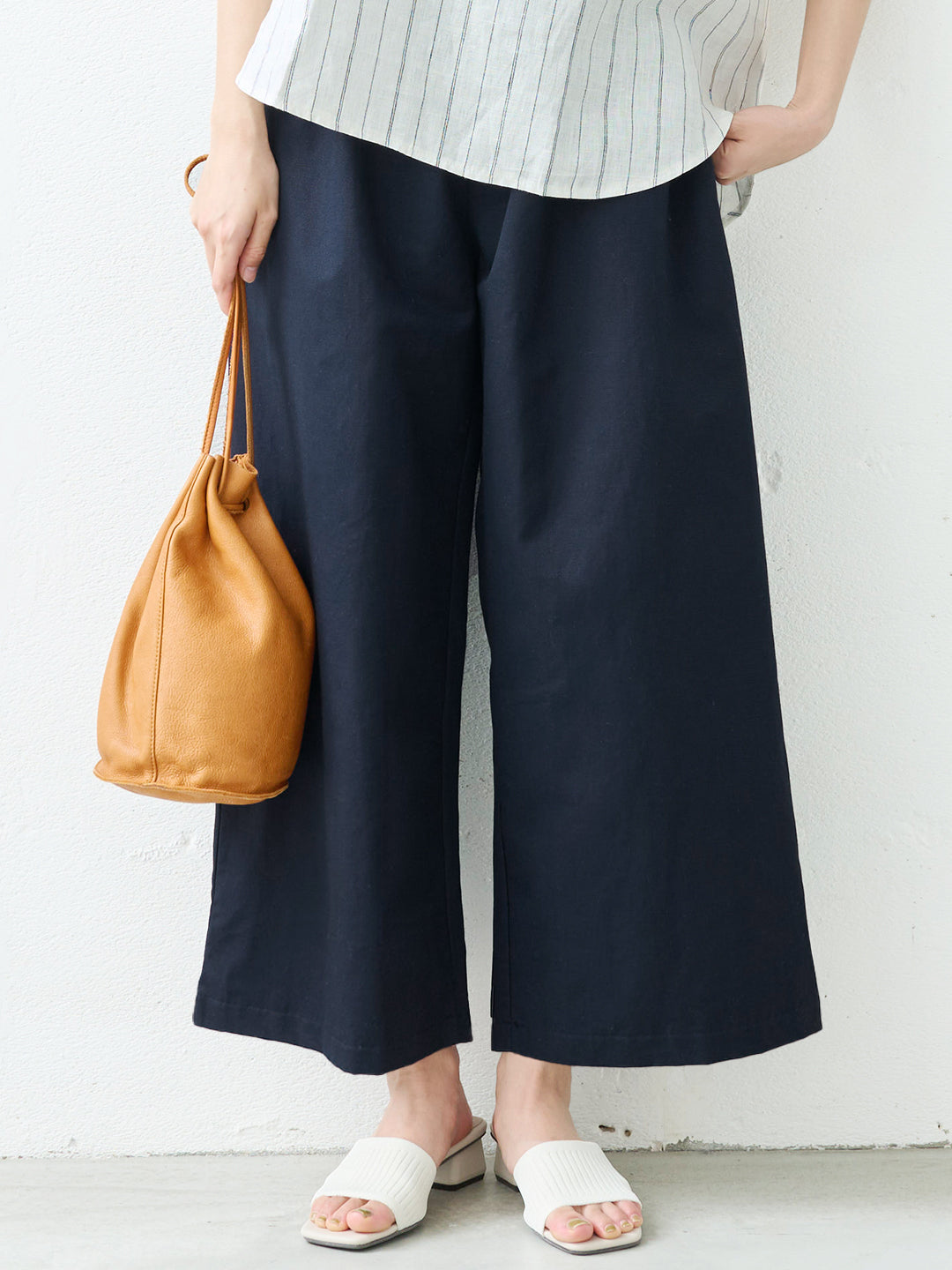 リネン＆コットン カルゼ ワイドパンツ