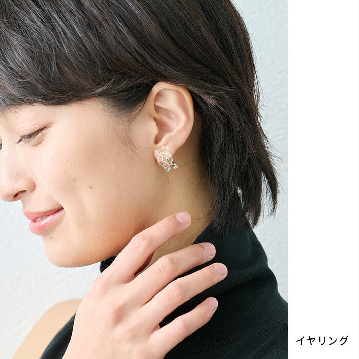 イヤリングピアスガラスHARIO透明]HARIOLampworkFactryラフィネイヤリングピアス3HAP-RFB-E3HAP-RFB-P/日本製40代50代ハンドメイドアクセサリーフォーマル卒業式入学式結婚式チタン金属アレルギー対応