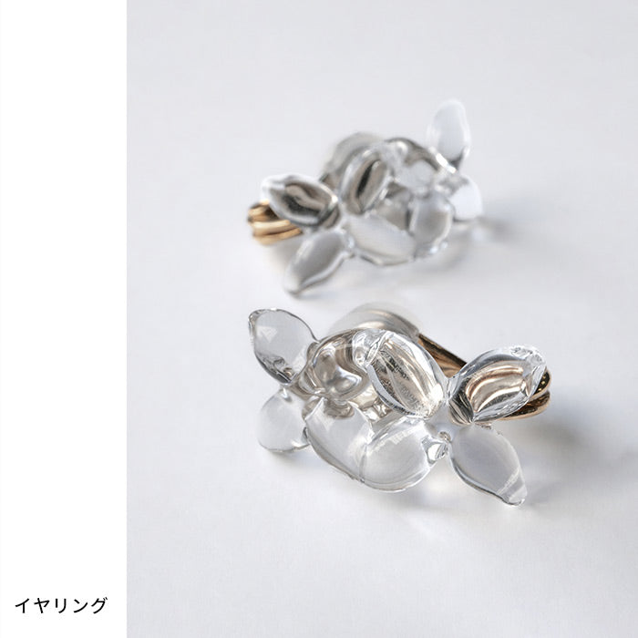 イヤリングピアスガラスHARIO透明]HARIOLampworkFactryラフィネイヤリングピアス3HAP-RFB-E3HAP-RFB-P/日本製40代50代ハンドメイドアクセサリーフォーマル卒業式入学式結婚式チタン金属アレルギー対応