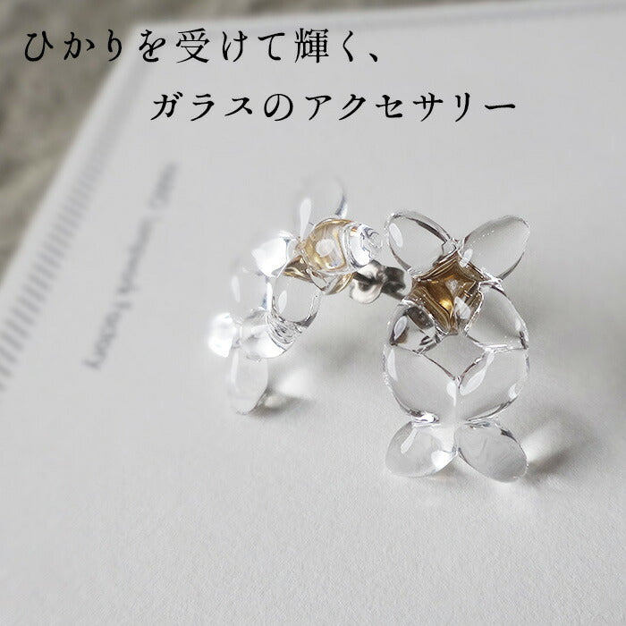 イヤリングピアスガラスHARIO透明]HARIOLampworkFactryラフィネイヤリングピアス3HAP-RFB-E3HAP-RFB-P/日本製40代50代ハンドメイドアクセサリーフォーマル卒業式入学式結婚式チタン金属アレルギー対応