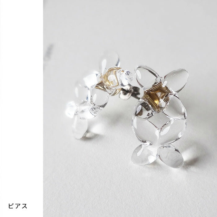 イヤリングピアスガラスHARIO透明]HARIOLampworkFactryラフィネイヤリングピアス3HAP-RFB-E3HAP-RFB-P/日本製40代50代ハンドメイドアクセサリーフォーマル卒業式入学式結婚式チタン金属アレルギー対応