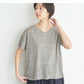 [ルームウェアレディース夏上下夏用薄手パジャマ]プレミアムリネン100%VネックTシャツ+ペチパンツ2点セット/日本製40代50代60代リネン100％麻100％涼しいパジャマ寝間着天然繊維大きいサイズ吸水速乾抗菌