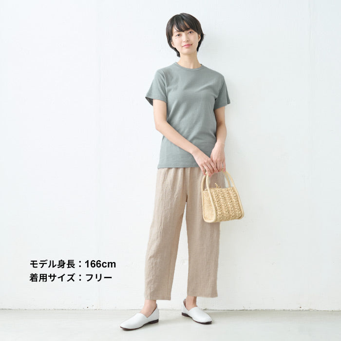 [ロングペチパンツイージーパンツ薄手]吉備染めリネンコットンぺチパンツ/日本製40代50代60代30代女性ファッションルームウェアレディース夏パンツ重ね着レイヤードゆったりパジャマパンツのみ下だけズボン