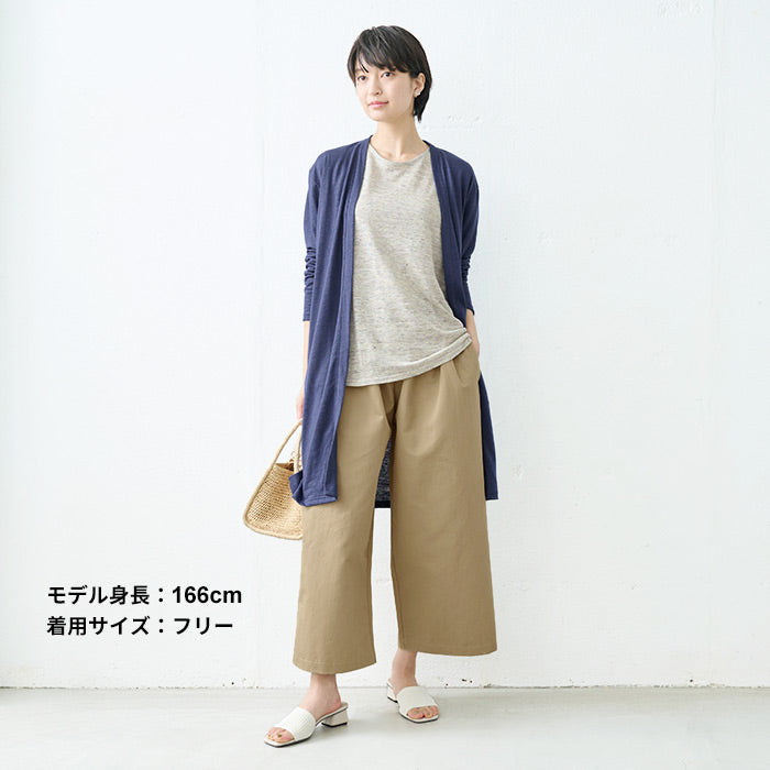 [ノースリーブトップス夏Tシャツaライン無地]プレミアムリネン100%フレアノースリーブ/日本製40代50代60代女性ファッションリネンカットソーレディース体型カバー薄手夏吸汗速乾抗菌クルーネックきれいめ丸首