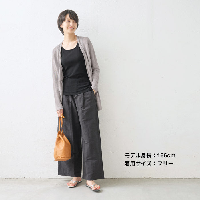 [ワイドパンツレディースリネンコットン綿麻]リネン&コットンソフトワッシャータックワイドパンツ/日本製40代50代60代30代女性ファッションきれいめ涼しい夏イージーパンツ夏用ウエストゴム春夏麻綿ポケット付き薄手