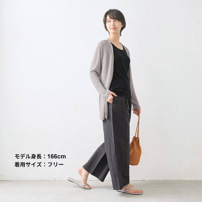 [ワイドパンツレディースリネンコットン綿麻]リネン&コットンソフトワッシャータックワイドパンツ/日本製40代50代60代30代女性ファッションきれいめ涼しい夏イージーパンツ夏用ウエストゴム春夏麻綿ポケット付き薄手