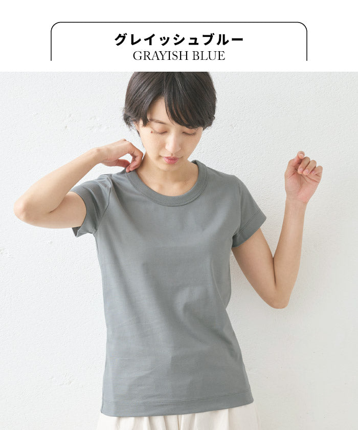 [tシャツレディース半袖綿100％無地]コットン100％Kandou天竺ドレスTシャツ/日本製40代50代60代女性ファッションきれいめカジュアルシンプルおしゃれ大人白白t綿100%綿100ベーシックインナーカットソートップス