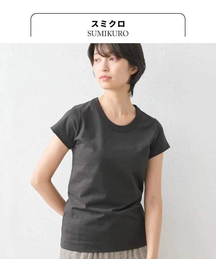 [tシャツレディース半袖綿100％無地]コットン100％Kandou天竺ドレスTシャツ/日本製40代50代60代女性ファッションきれいめカジュアルシンプルおしゃれ大人白白t綿100%綿100ベーシックインナーカットソートップス