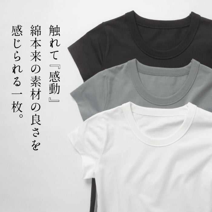 [tシャツレディース半袖綿100％無地]コットン100％Kandou天竺ドレスTシャツ/日本製40代50代60代女性ファッションきれいめカジュアルシンプルおしゃれ大人白白t綿100%綿100ベーシックインナーカットソートップス
