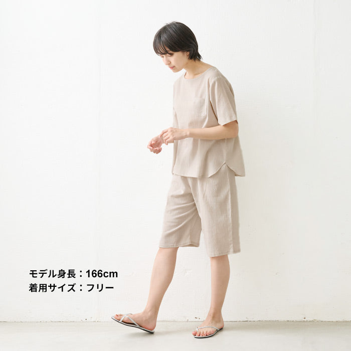 [高島ちぢみパジャマレディースステテコパンツ]綿麻高島ちぢみルームパンツ/日本製40代50代60代30代ルームウェアレディース夏パジャマパンツのみ下だけズボン肌着涼やかパンツ涼しいパジャマペチパンツインナーパンツ大きいサイズ