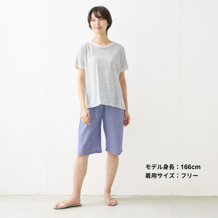 [高島ちぢみパジャマレディースステテコパンツ]綿麻高島ちぢみルームパンツ/日本製40代50代60代30代ルームウェアレディース夏パジャマパンツのみ下だけズボン肌着涼やかパンツ涼しいパジャマペチパンツインナーパンツ大きいサイズ