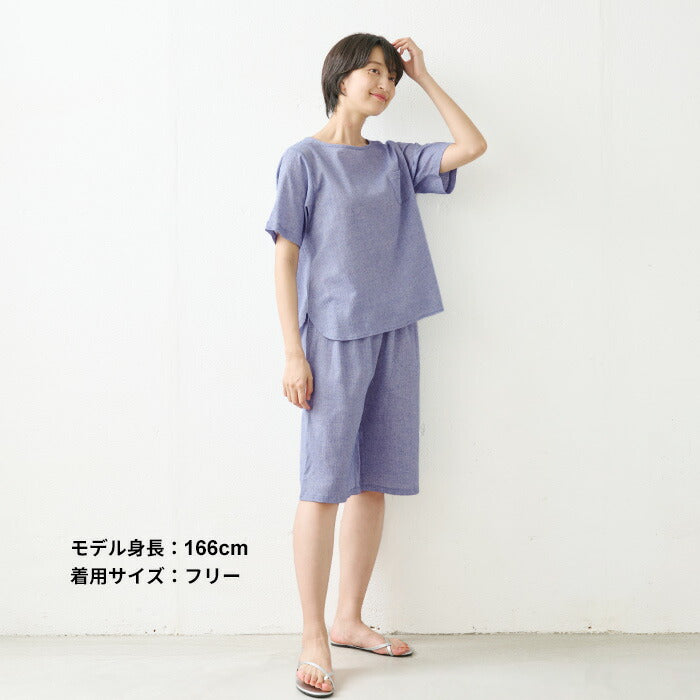 [高島ちぢみパジャマレディースステテコパンツ]綿麻高島ちぢみルームパンツ/日本製40代50代60代30代ルームウェアレディース夏パジャマパンツのみ下だけズボン肌着涼やかパンツ涼しいパジャマペチパンツインナーパンツ大きいサイズ