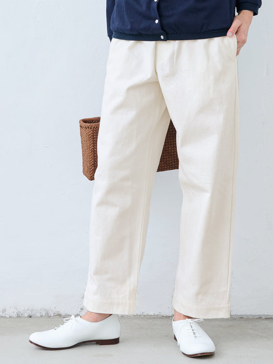 天日干し 厚地コットン100% セミワイドパンツ