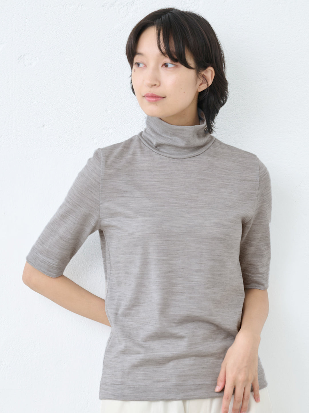 メリノウール マウントブレス 五分袖タートル