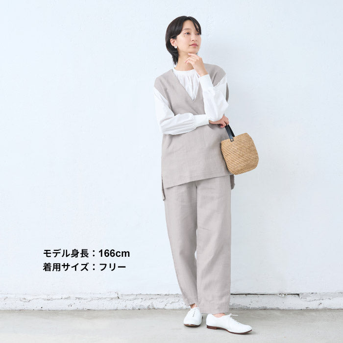 [リネン起毛ベストレディース秋冬]ジャパンリネン100％起毛ベスト/日本製40代50代60代30代女性リネンリネン100％ゆったり麻ノースリーブふわふわ秋冬春大きめオフィスきれいめ