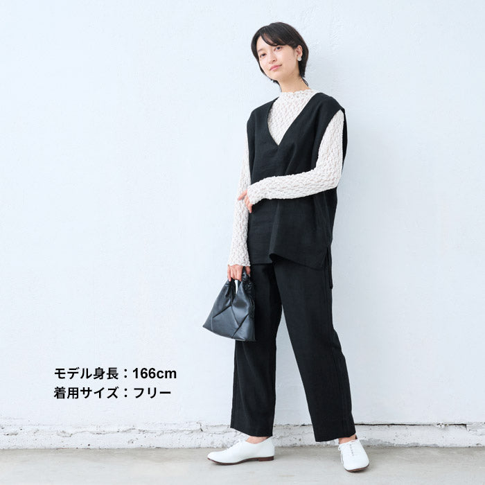 [リネン起毛ベストレディース秋冬]ジャパンリネン100％起毛ベスト/日本製40代50代60代30代女性リネンリネン100％ゆったり麻ノースリーブふわふわ秋冬春大きめオフィスきれいめ