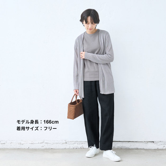 [リネン起毛パンツレディース秋冬]ジャパンリネン100％起毛セミワイドパンツ/日本製40代50代60代ワイドパンツ女性ゆったりきれいめリネン100％麻100％リネン麻天然素材ウエストゴム秋冬春