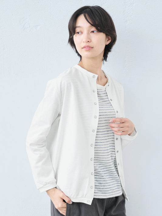 コットン100％ミニ裏毛シルケットドットカーディガン