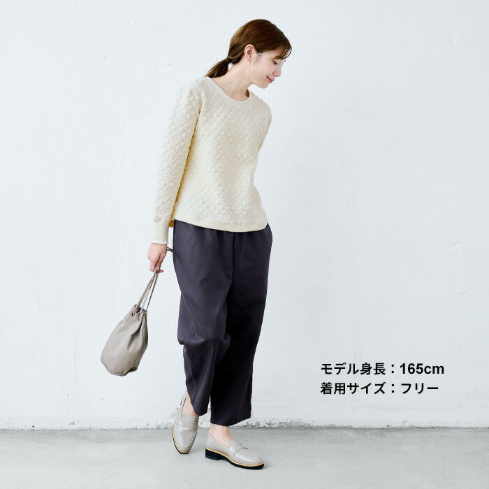 [トレーナーレディースおしゃれ厚手]尾州産ストレッチキルト幾何学柄リブ使いトレーナー/日本製40代50代60代女性ファッションキルティングトレーナー中綿プルオーバーコットン綿ゆったりかわいい長袖きれいめシンプル