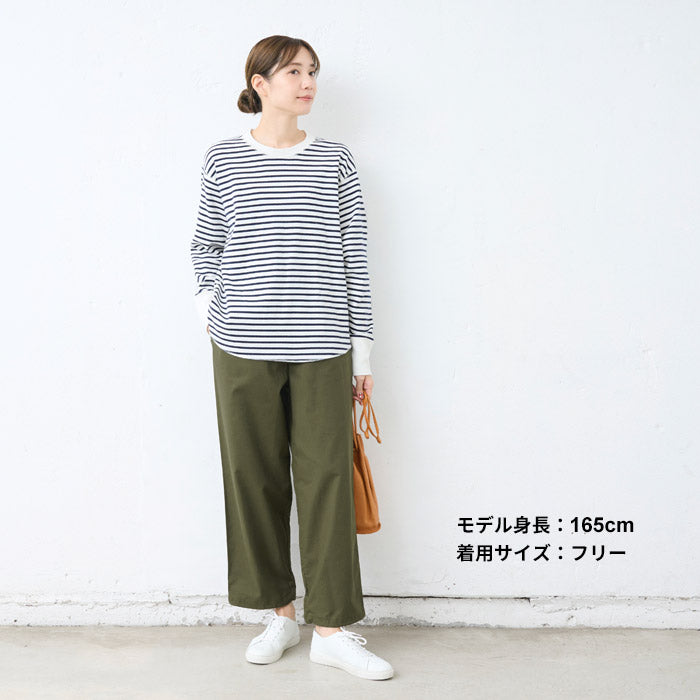 [パンツレディースコットン]コットン＆ウールピーチ起毛2WAYパンツ/日本製40代50代60代30代女性裾ゴム着回しウエストゴムポケット付き体型カバーゆったりきれいめ無地シンプルきれいめ大人秋冬ウール混