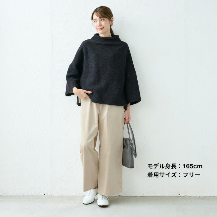 [ワイドパンツレディースきれいめ秋冬]コットンベロアワイドパンツ/日本製40代50代60代30代女性ファッション別珍ストレッチゴムコットン綿イージーパンツウエストゴム冬秋ポケット付き無地ロングパンツふんわり体型カバー大人