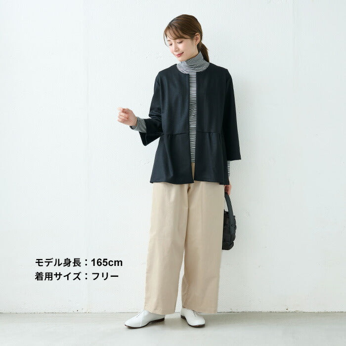 [ワイドパンツレディースきれいめ秋冬]コットンベロアワイドパンツ/日本製40代50代60代30代女性ファッション別珍ストレッチゴムコットン綿イージーパンツウエストゴム冬秋ポケット付き無地ロングパンツふんわり体型カバー大人