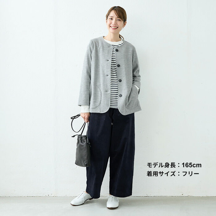 [ワイドパンツレディースきれいめ秋冬]コットンベロアワイドパンツ/日本製40代50代60代30代女性ファッション別珍ストレッチゴムコットン綿イージーパンツウエストゴム冬秋ポケット付き無地ロングパンツふんわり体型カバー大人