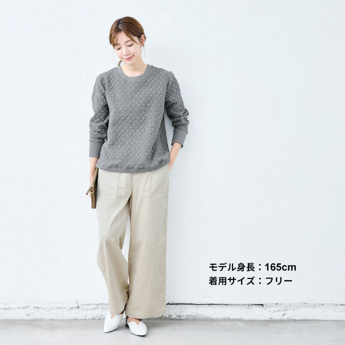 [ワイドパンツベイカーレディース綿秋冬]コーデュロイベイカーワイドパンツ/日本製40代50代60代30代ベイカーパンツふわふわ暖かい大きいサイズウエストゴム春秋冬総ゴムカジュアルナチュラルシンプルきれいめ体型カバー無地