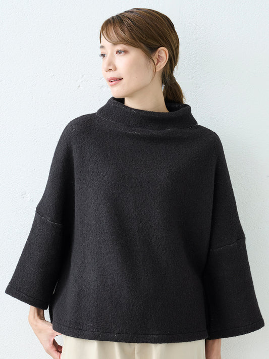 ヴィンテージ風ウール接結モックネックプルオーバー