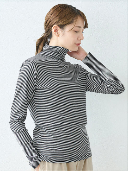 シルクプロテイン加工 コットン100％ タートルインナー
