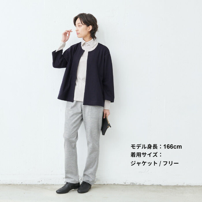 [卒業式スーツ母親ワンピース50代40代]圧縮ウール100%こなれジャケット＋リブ使いワンピースセット/日本製30代60代きれいめセレモニースーツ入学式ママスーツ母ママストレッチおしゃれ体型カバーウール100％フォーマルセットアップ
