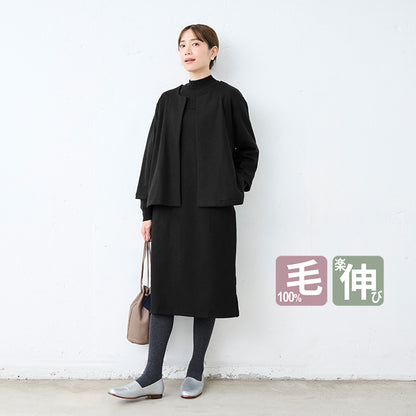 圧縮 ウール100% こなれ ジャケット ＋ リブ使い ワンピース セット