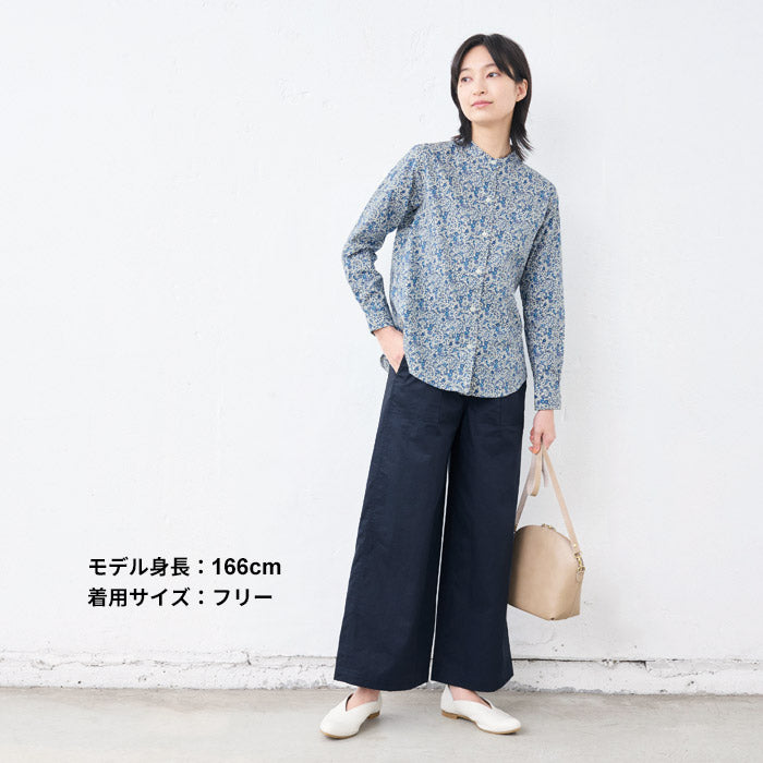 [ワイドパンツベイカーレディース春夏]近江晒コットン100％ベイカーワイドパンツ/日本製40代50代60代30代きれいめコットン綿ベイカーパンツ薄手軽いウエストゴム春夏秋総ゴム体型カバー無地