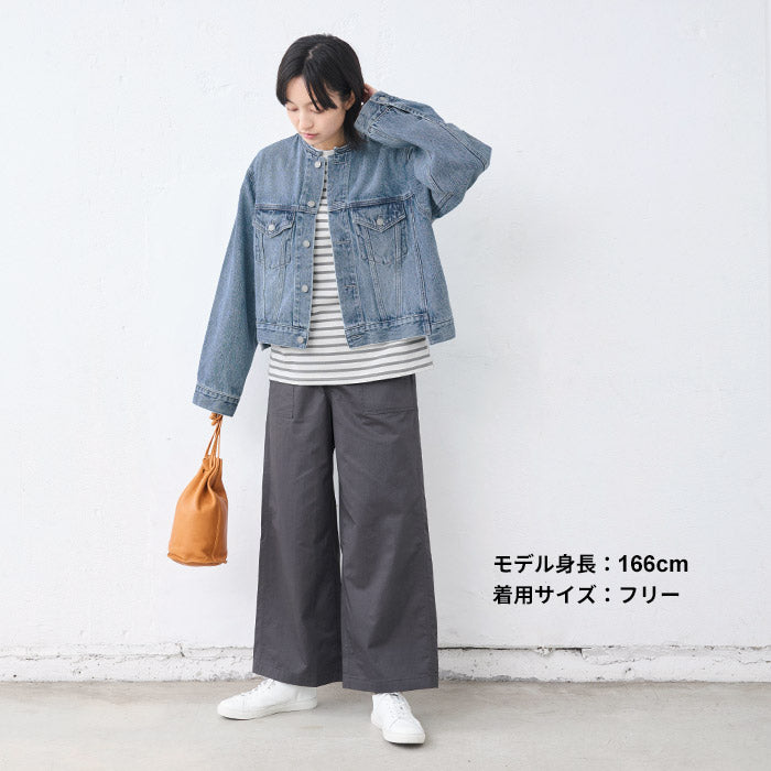 [ワイドパンツベイカーレディース春夏]近江晒コットン100％ベイカーワイドパンツ/日本製40代50代60代30代きれいめコットン綿ベイカーパンツ薄手軽いウエストゴム春夏秋総ゴム体型カバー無地