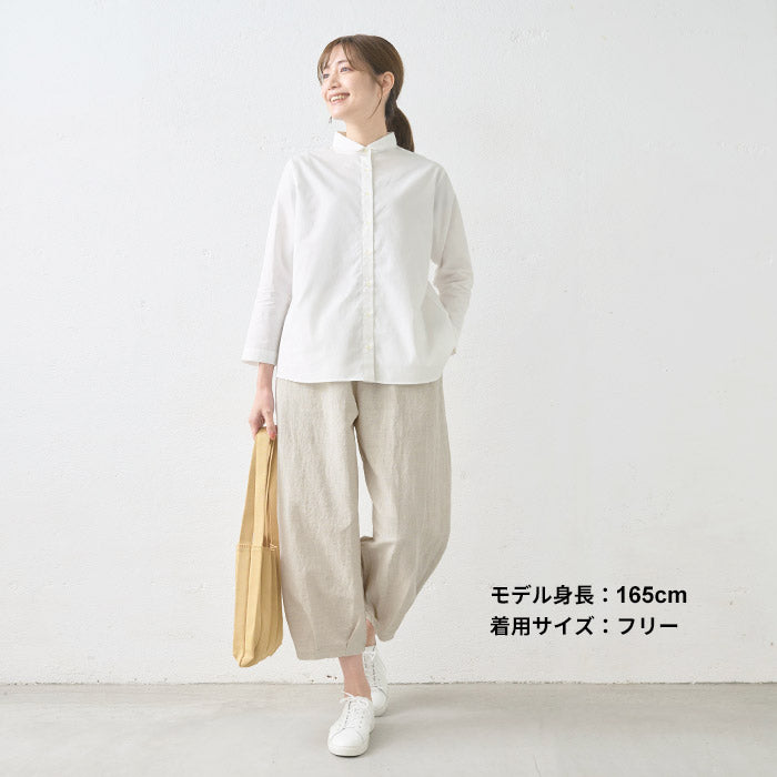[日本製バルーンパンツレディース春夏]やわらかコットンヘンプクロップドバルーンパンツ/40代50代60代女性おしゃれきれいめウエストゴムコクーンパンツ綿麻ゆったり体型カバー涼しいすっきりナチュラル春夏