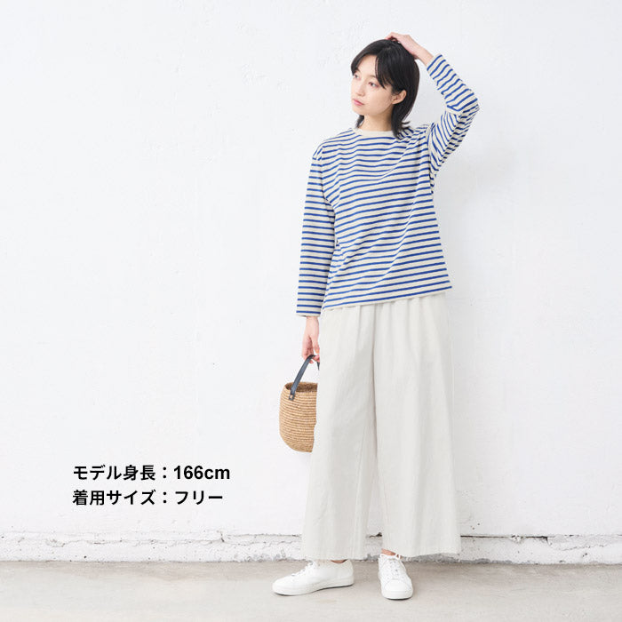 [Tシャツ長袖トップスレディース]メンフィスコットン100%ボーダー長袖Tシャツ/日本製40代50代30代女性綿100％ゆったりおしゃれ綿コットン綿100コットン100上品きれいめシンプル着回しナチュラル大人カジュアル春夏