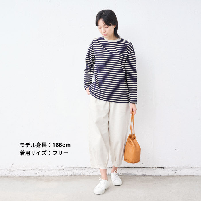 [Tシャツ長袖トップスレディース]メンフィスコットン100%ボーダー長袖Tシャツ/日本製40代50代30代女性綿100％ゆったりおしゃれ綿コットン綿100コットン100上品きれいめシンプル着回しナチュラル大人カジュアル春夏
