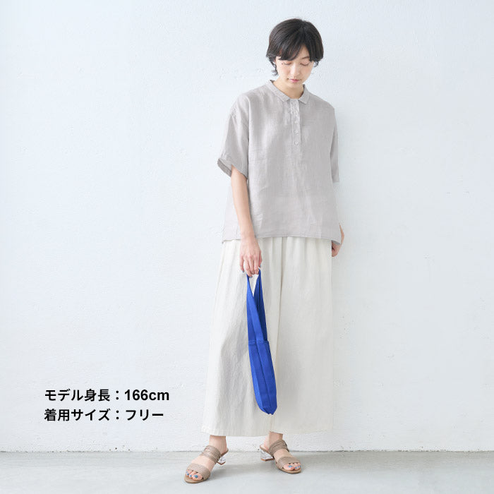 [夏薄手半袖シャツレディースゆったりブラウス]60番手ジャパンリネン100%五分袖シャツ/日本製40代50代60代襟付きリネン100%麻100リネン麻涼しいおしゃれこなれプルオーバーカジュアルトップス襟付き体型カバー